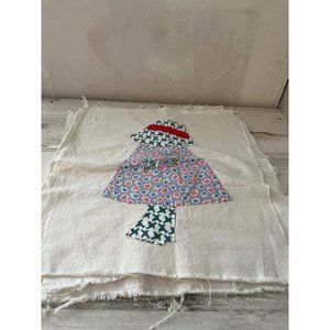 Six cotton squares with hand sewn mushrooms for quilting or crafts